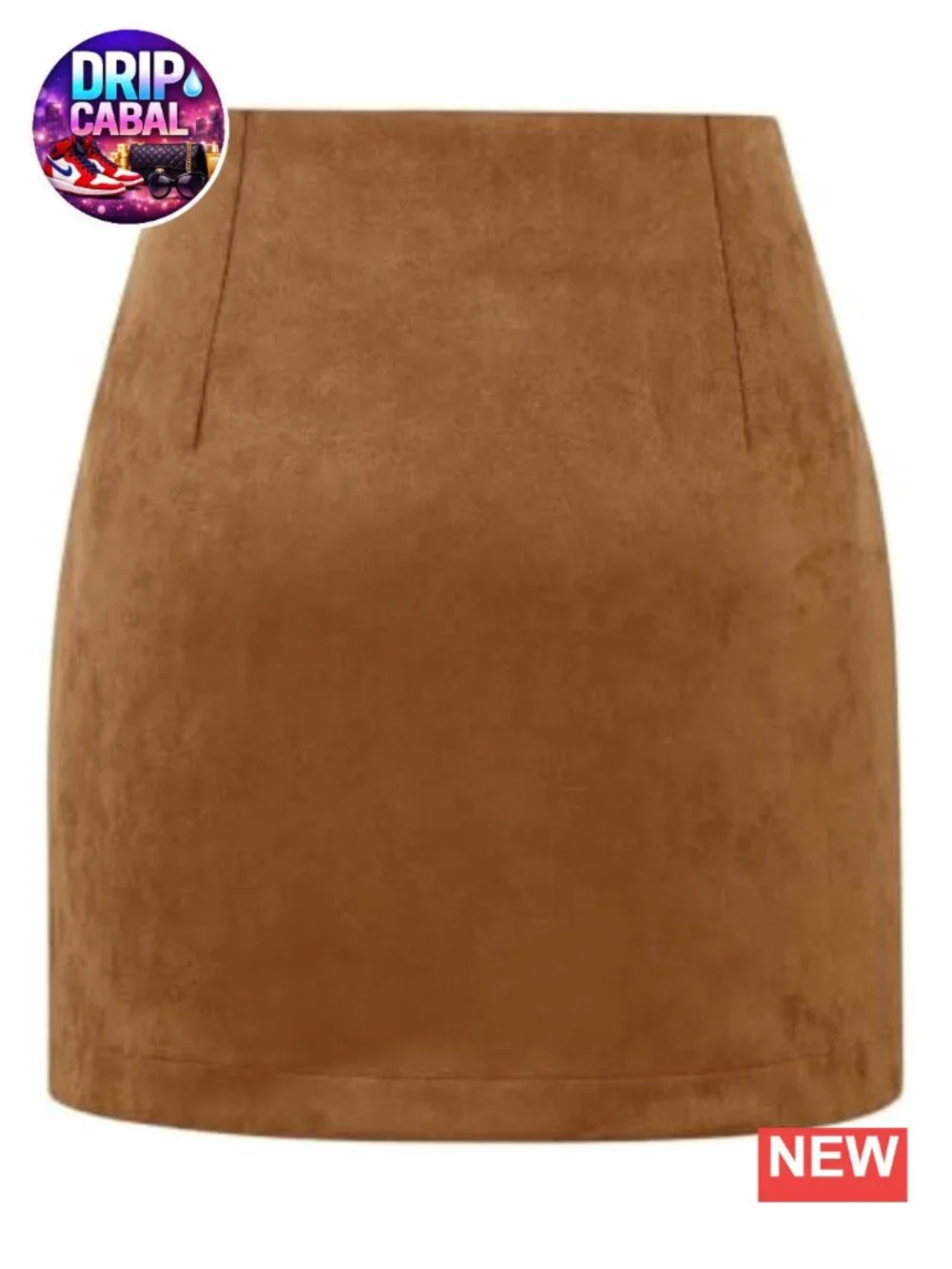High Waisted Faux Suede Pencil Mini Skirt with Slit, Side Zipper
